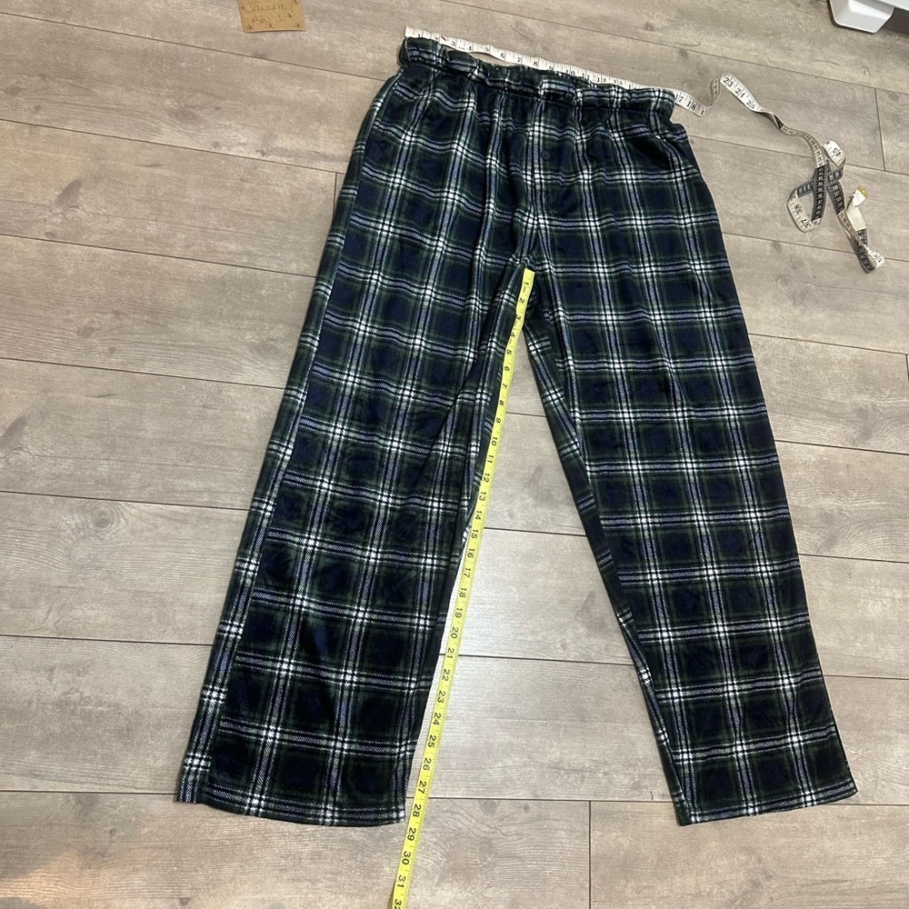 Preswick & Moore Premium Men’s Plaid Pajamas Silky Fleece XL Navy Green - Picture 6 of 16